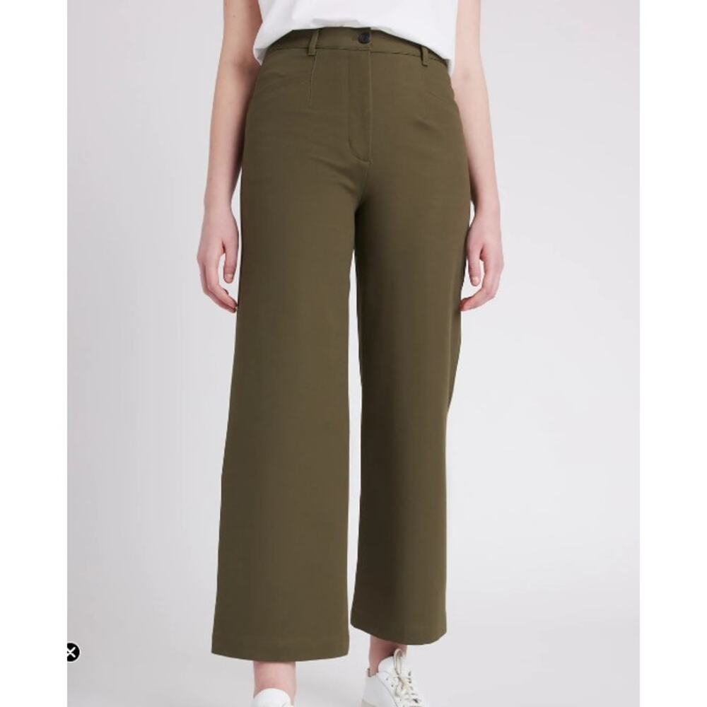 Kit and Ace Aspen Wide Leg Pants 2 Army Green